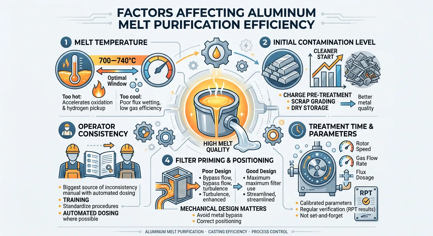 Factors Affect the Efficiency of Aluminum Melt Purification